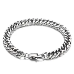 Customizable Handmade Jewelry: Japanese and Korean Inspired Titanium Steel Cuban Chain Bracelets for Men and Women