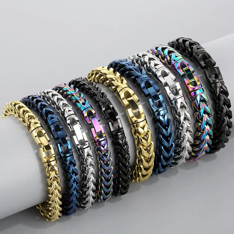 Customizable Multi-Color Stainless Steel Round Link Keel Chain Bracelet for Men