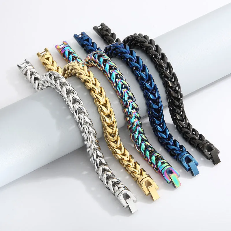 Customizable Multi-Color Stainless Steel Round Link Keel Chain Bracelet for Men