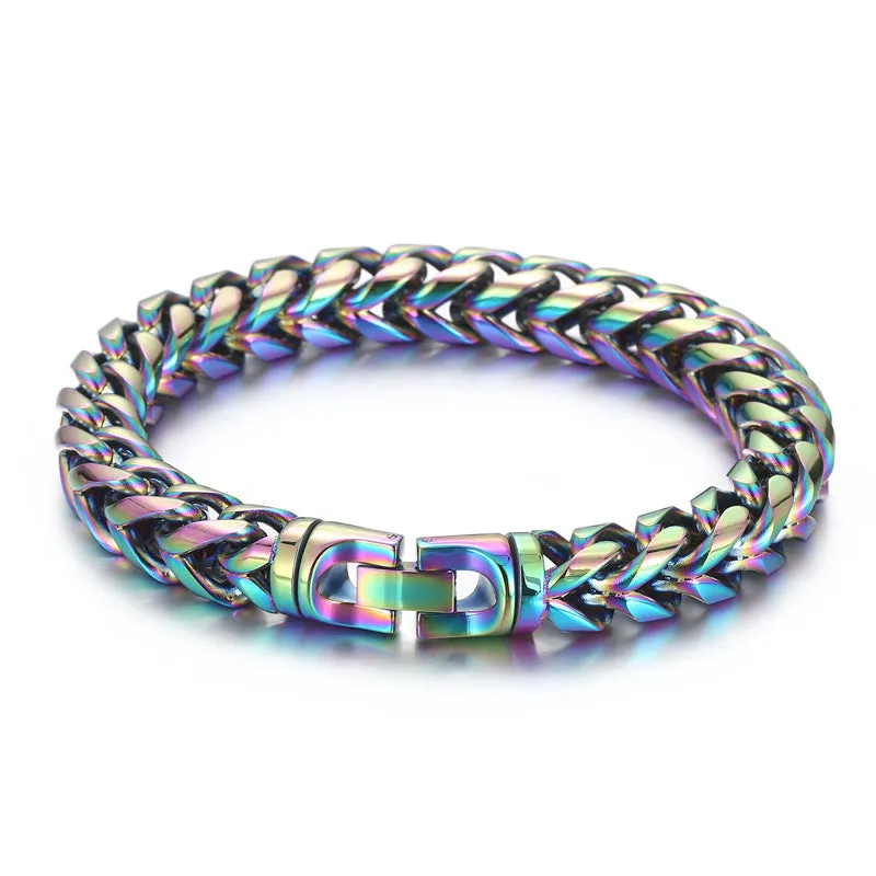 Customizable Multi-Color Stainless Steel Round Link Keel Chain Bracelet for Men