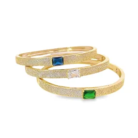 CZ Paved Stone Bangle Bracelet (B108)(B108A)