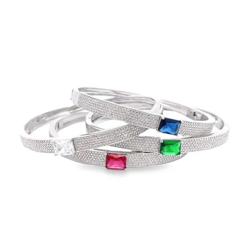 CZ Paved Stone Bangle Bracelet (B108)(B108A)