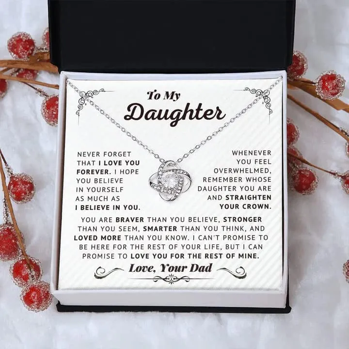 Daughter Gifts From Dad - To My Daughter Necklace, Believe In Yourself Love Knot Necklace Gifts For Daughter