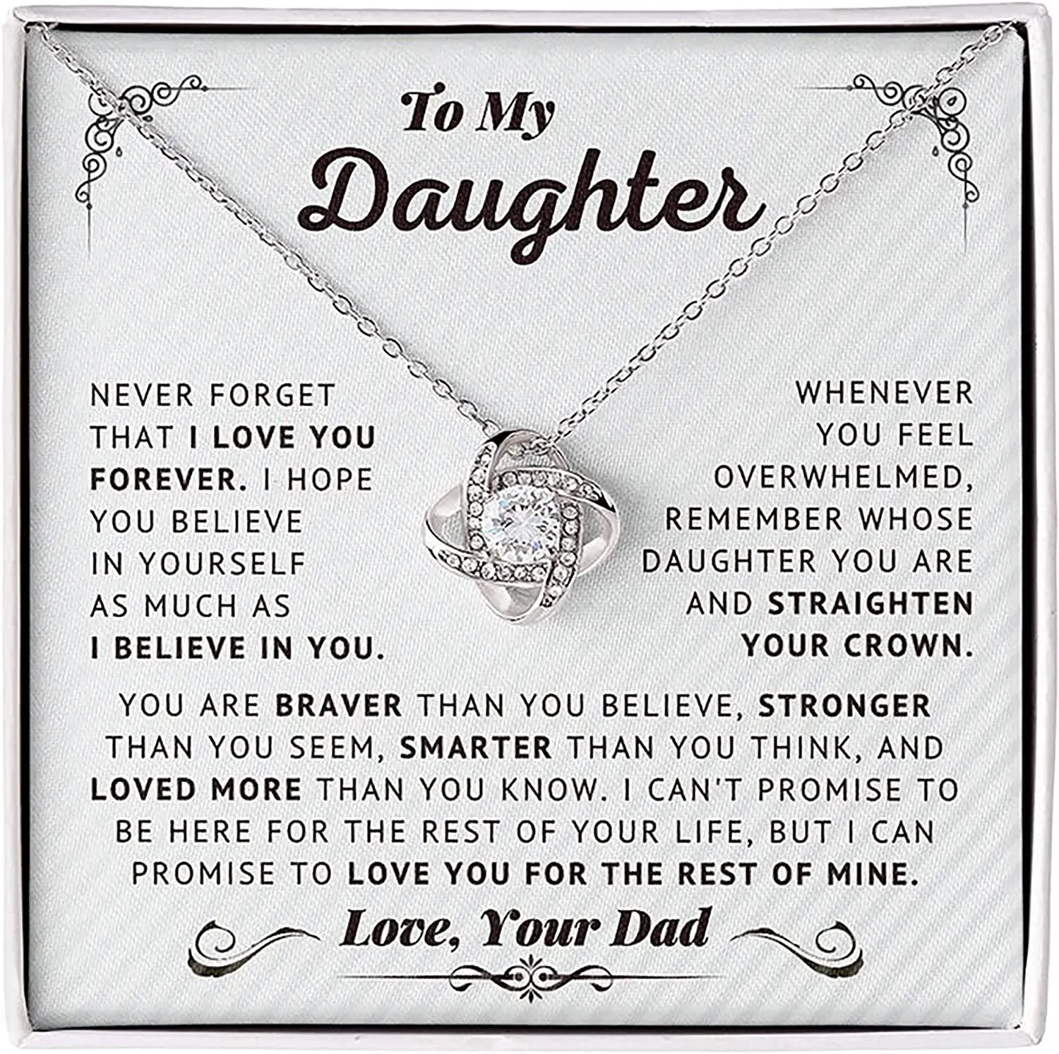 Daughter Gifts From Dad - To My Daughter Necklace, Believe In Yourself Love Knot Necklace Gifts For Daughter