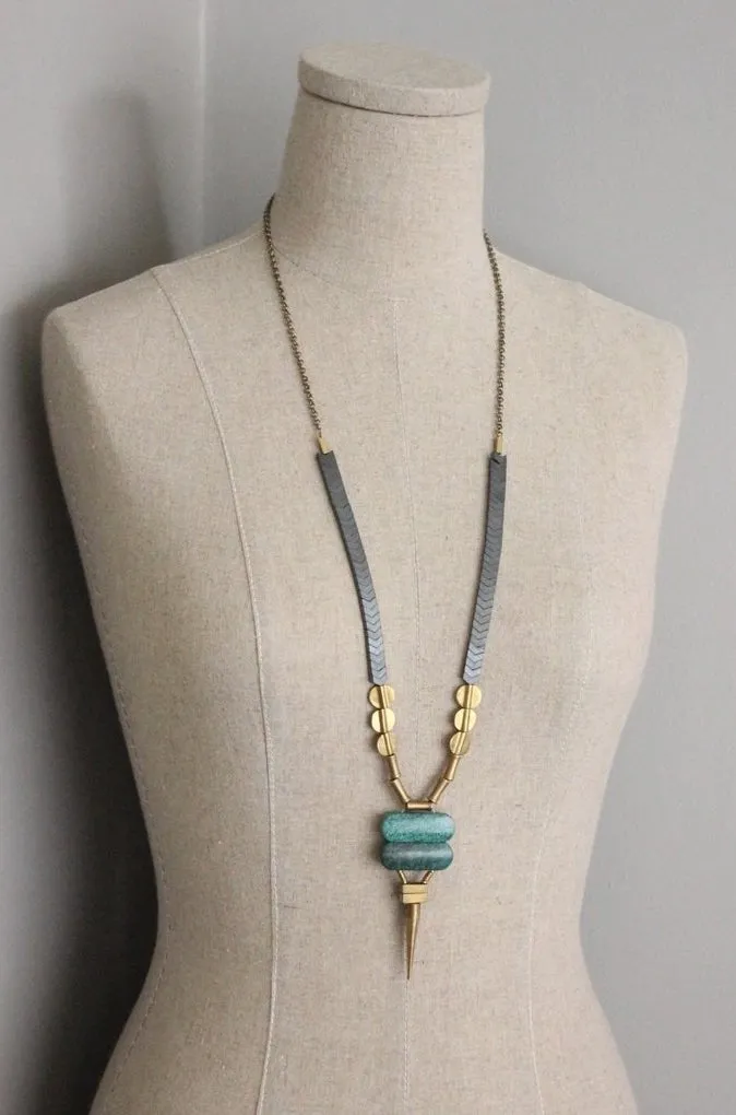 David Aubrey Green Turquoise Long Necklace