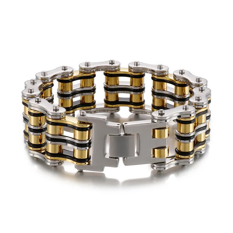 Dominant Cross-Border Smooth Locomotive Bracelet for Men - European & American Personalized Titanium Steel Bicycle Jewelry