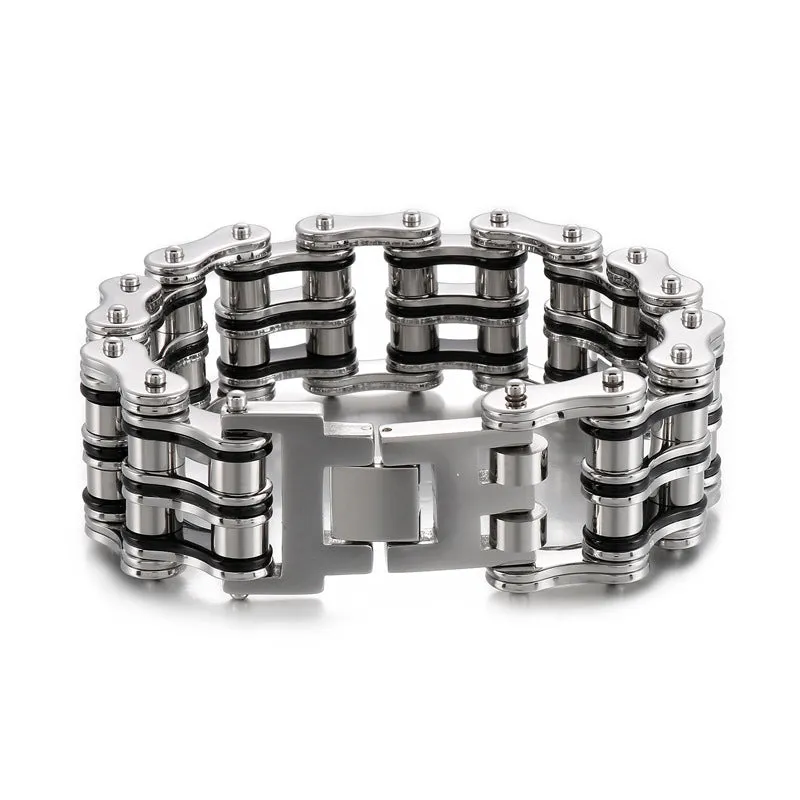 Dominant Cross-Border Smooth Locomotive Bracelet for Men - European & American Personalized Titanium Steel Bicycle Jewelry