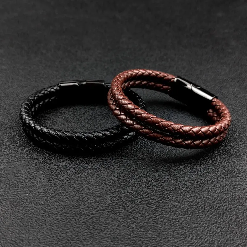 Double band leather bracelet