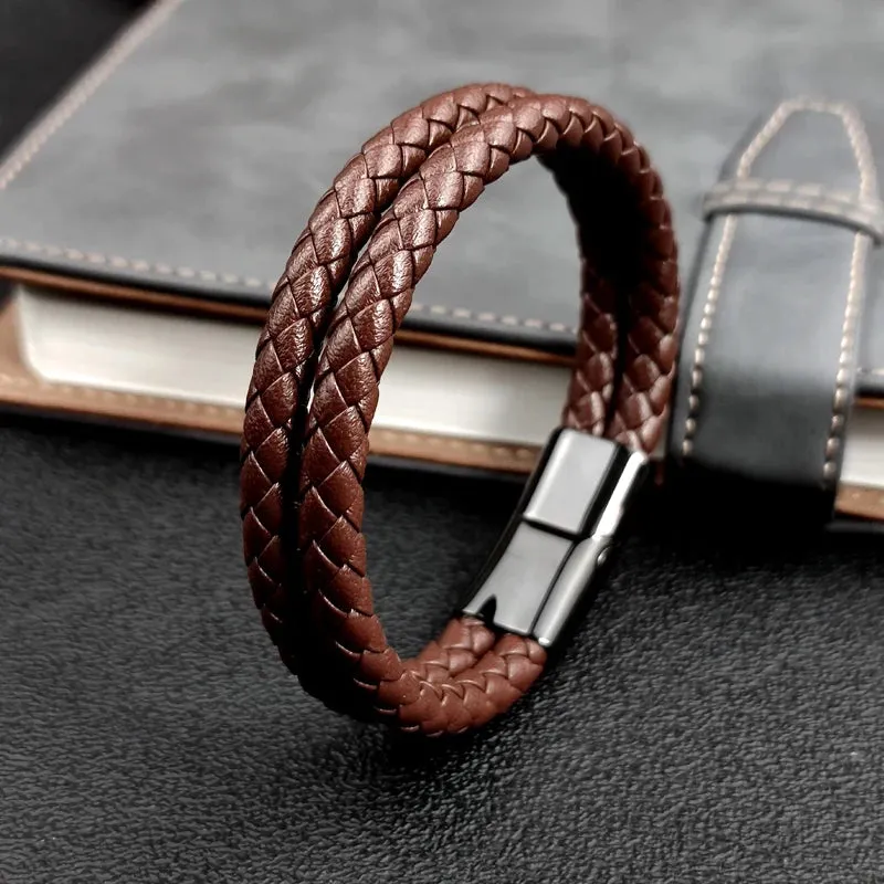 Double band leather bracelet