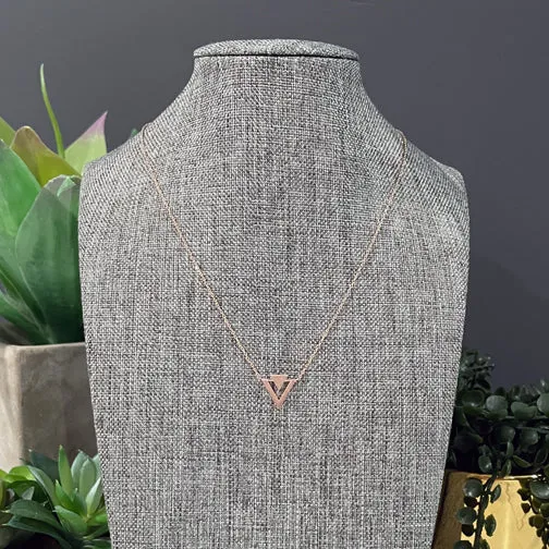 Double Chevron Pendant Dainty Necklace (ROSE GOLD, GOLD OR SILVER)