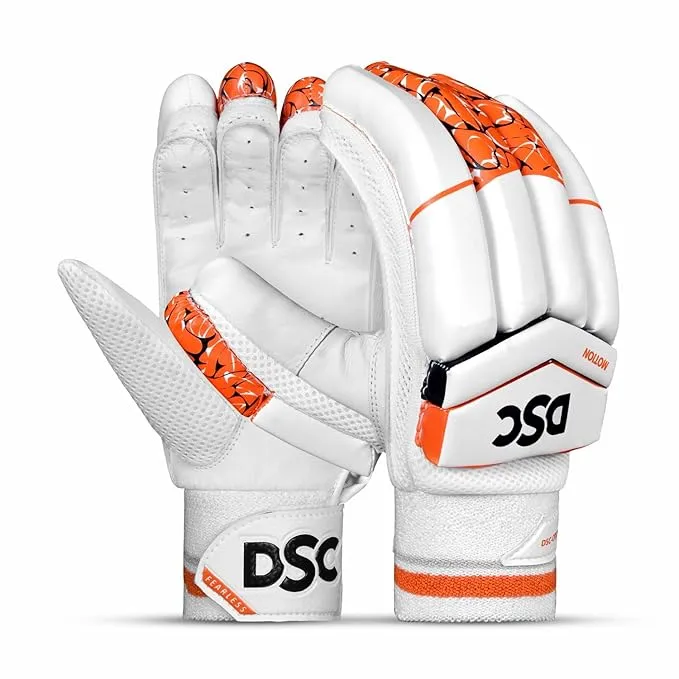 DSC Motion Right-Hand Youth Batting Gloves, Orange/White – Premium Comfort & Protection for Young Cricketers