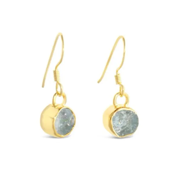 Dune Jewelry - Blue Lagoon  Aquamarine Drop Earrings By Camille Kostek 14K Gold Vermeil