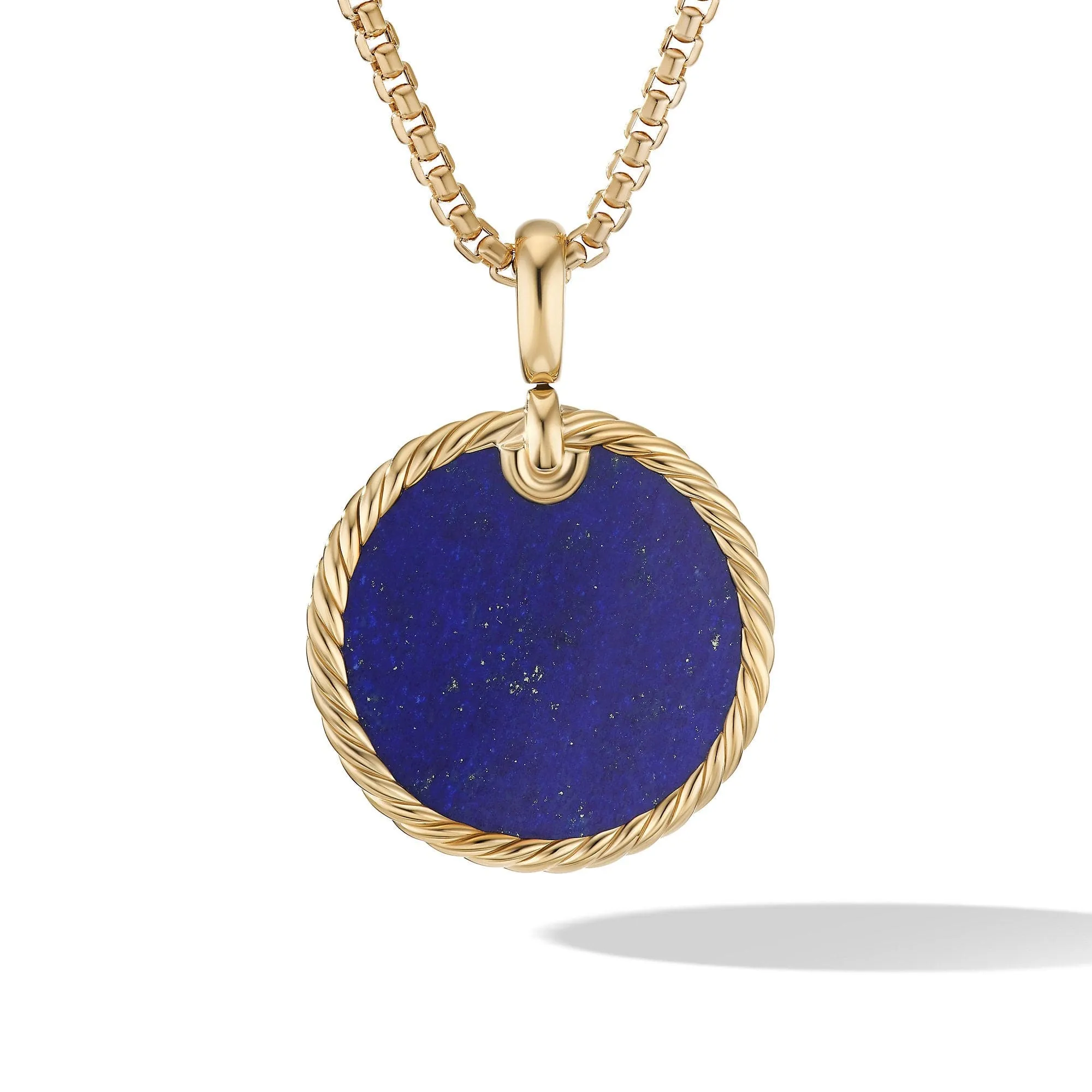 DY Elements Disc Pendant in 18K Yellow Gold with Lapis