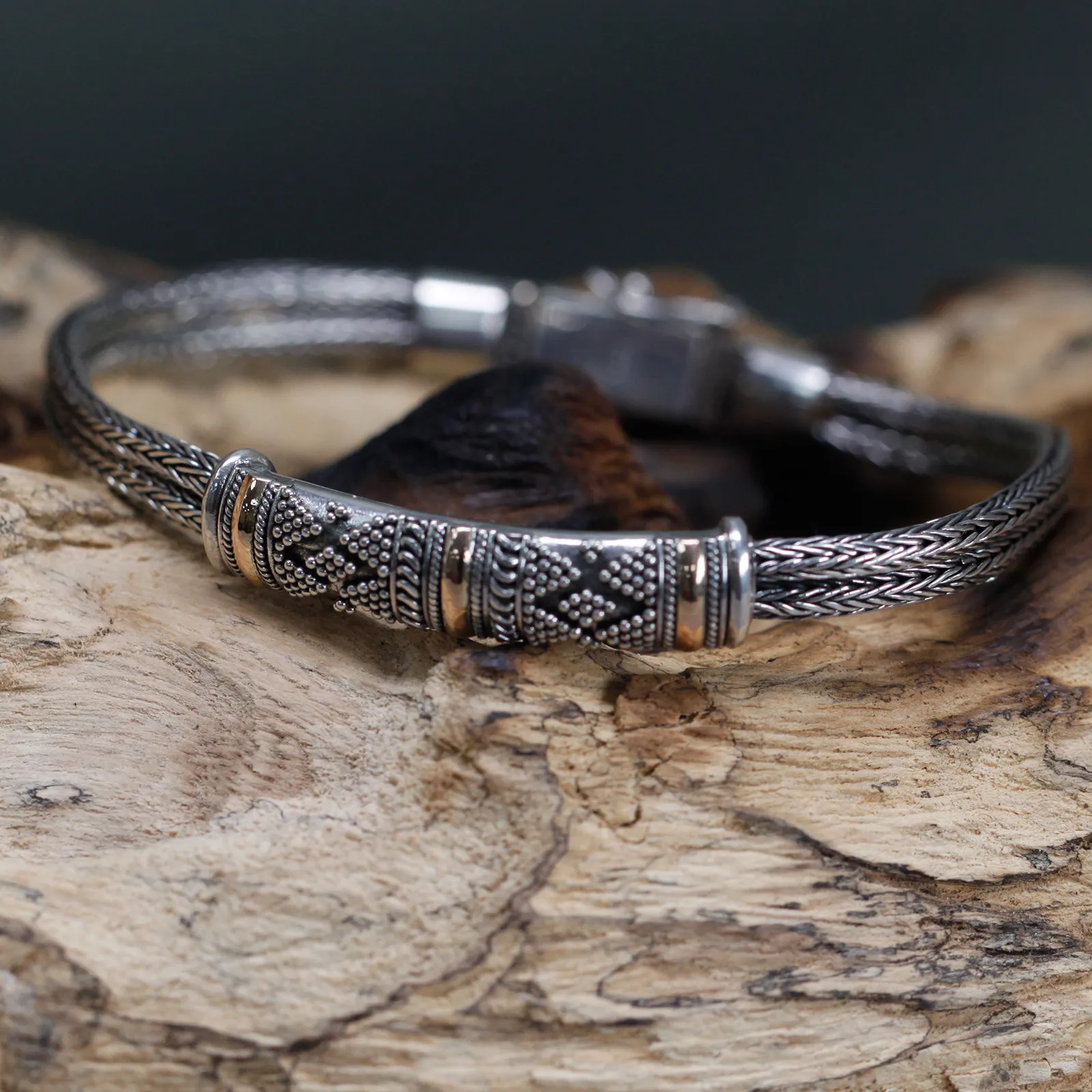 Elegant Silver & Gold Unisex Chain Bracelet at Ancient Wisdom