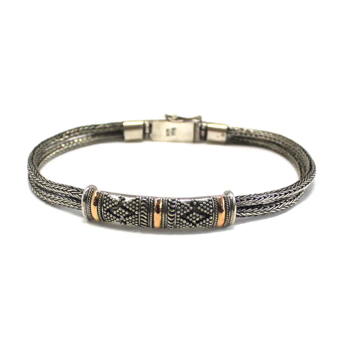 Elegant Silver & Gold Unisex Chain Bracelet at Ancient Wisdom