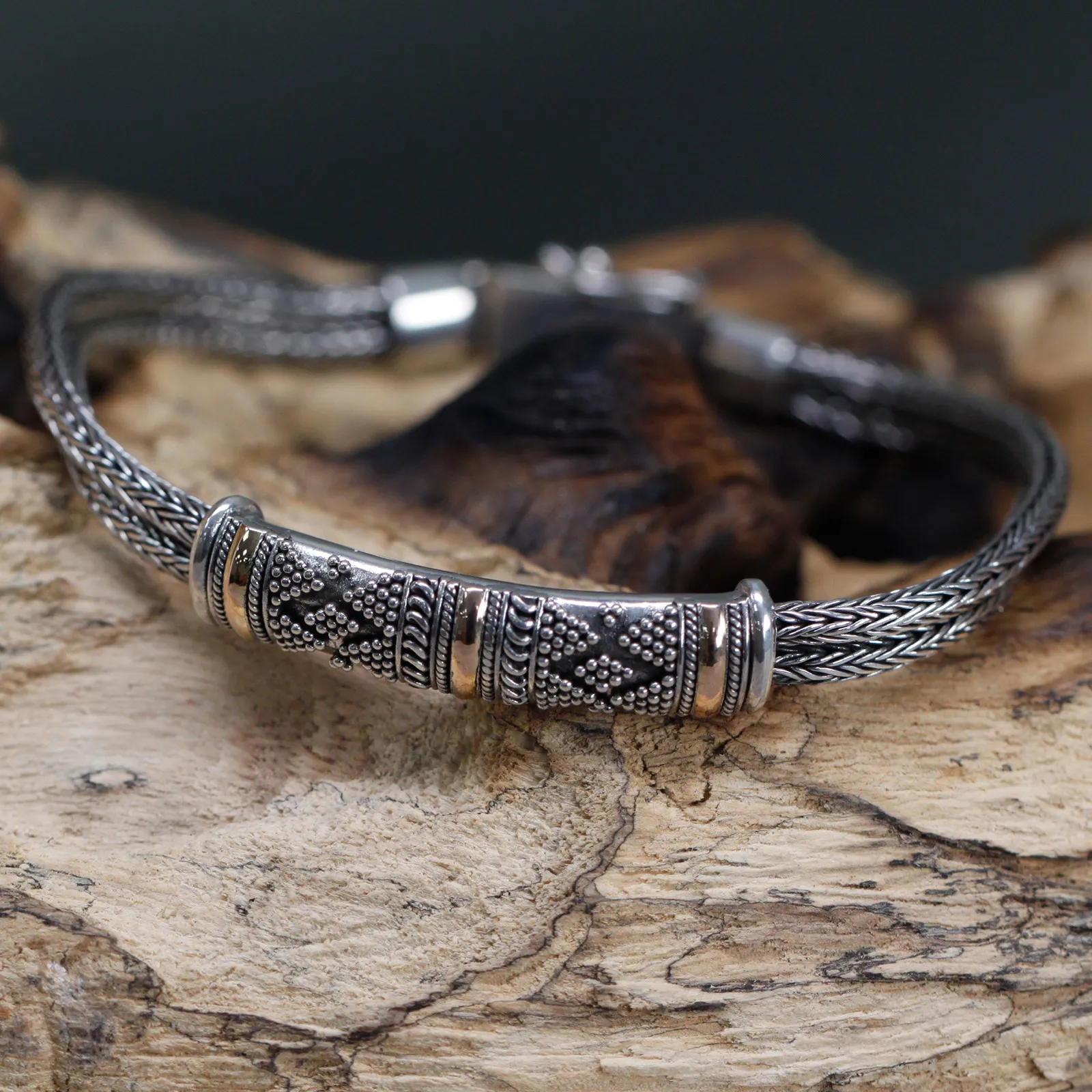 Elegant Silver & Gold Unisex Chain Bracelet at Ancient Wisdom