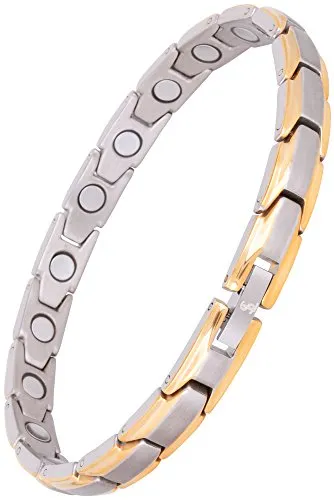 Elegant Womens Titanium Magnetic Therapy Bracelet - 7.8 Inches (20cm) / Silver & Gold