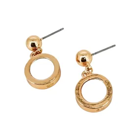 Envy Gold Circle Earrings with White