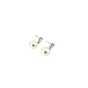 Envy Pearl and Diamonte Earrings Silver