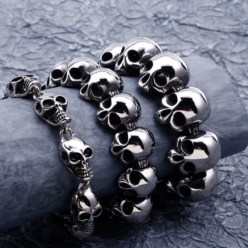 Exaggerated Skull Titanium Steel Bracelet for Men - Unique Hand Jewelry Gifts with European and American Flair