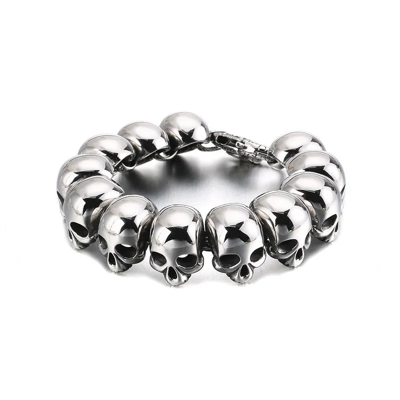 Exaggerated Skull Titanium Steel Bracelet for Men - Unique Hand Jewelry Gifts with European and American Flair