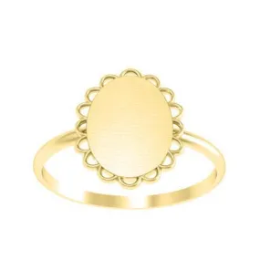 Fancy Oval Signet Ring for Women - 9mm x 8mm