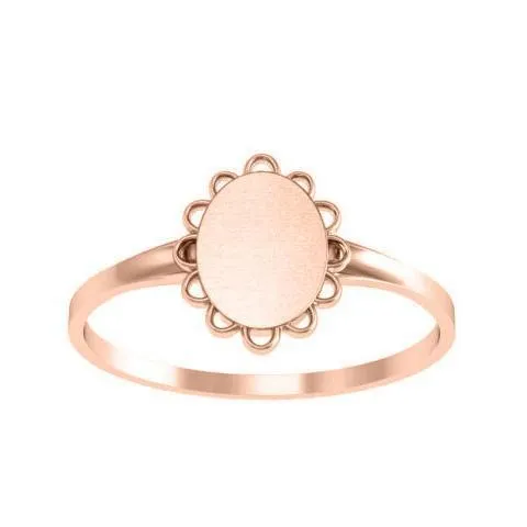 Fancy Round Signet Ring for Women - 9mm x 9mm