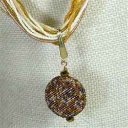 Flax Seed Bead Twisted Necklace with Gold Tone Pendant