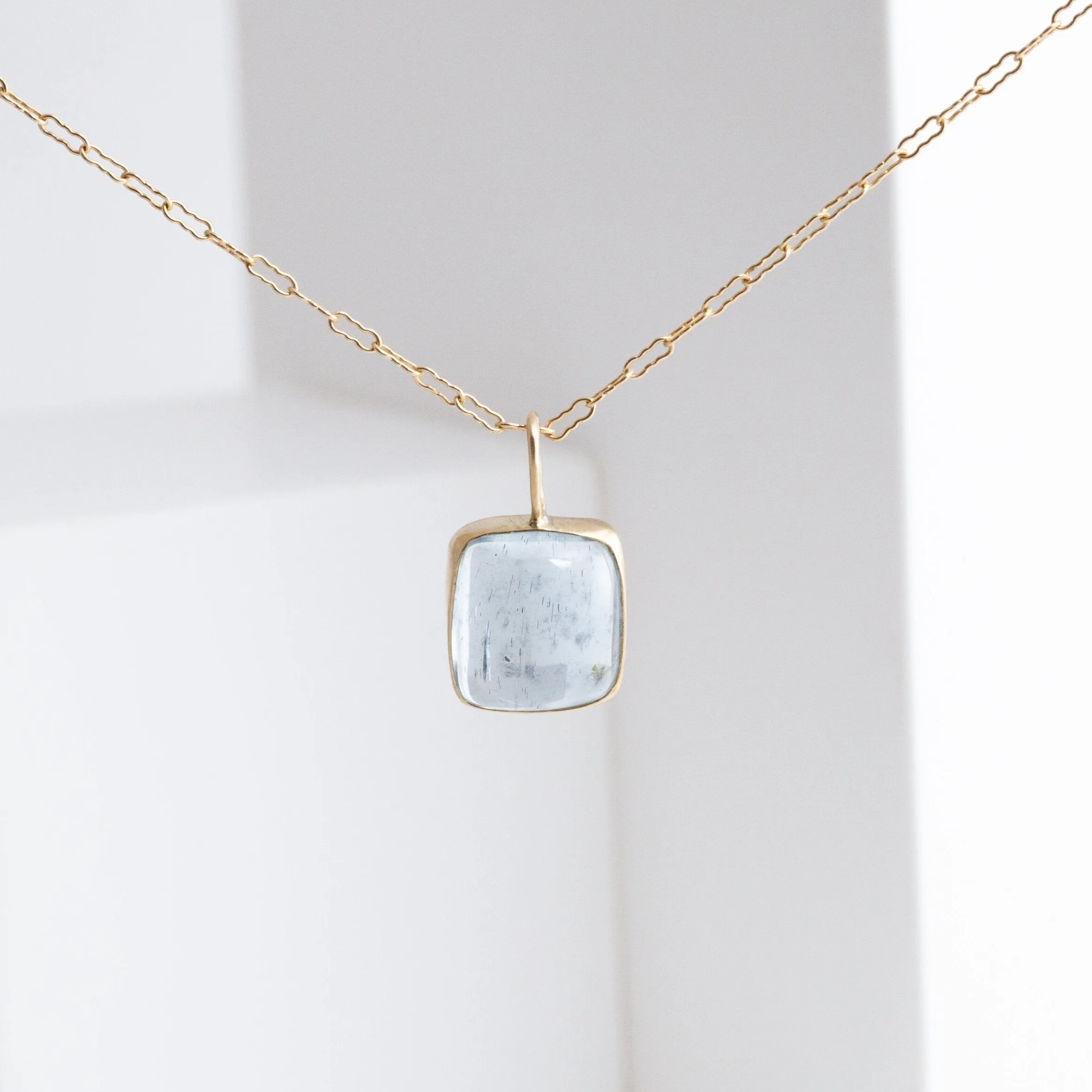 Gallery rectangle moss aquamarine necklace