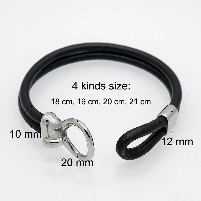 Genuine Leather Titanium Steel Saddle Buckle Fashion Men Jewelry Leather Bracelet Best Friend Gift Bracelets For Women pulseira