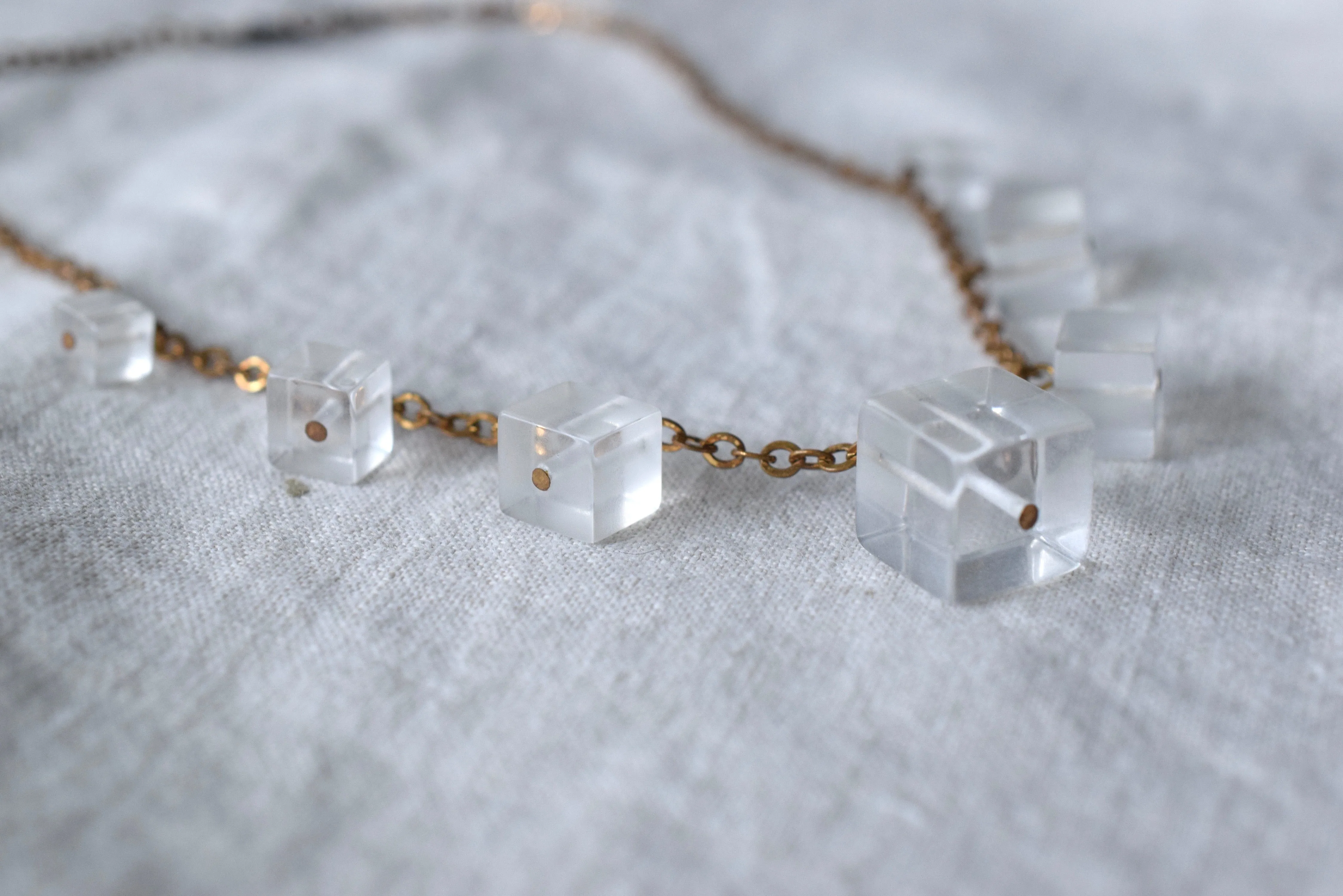 Glaçon Lucite & Brass Necklace