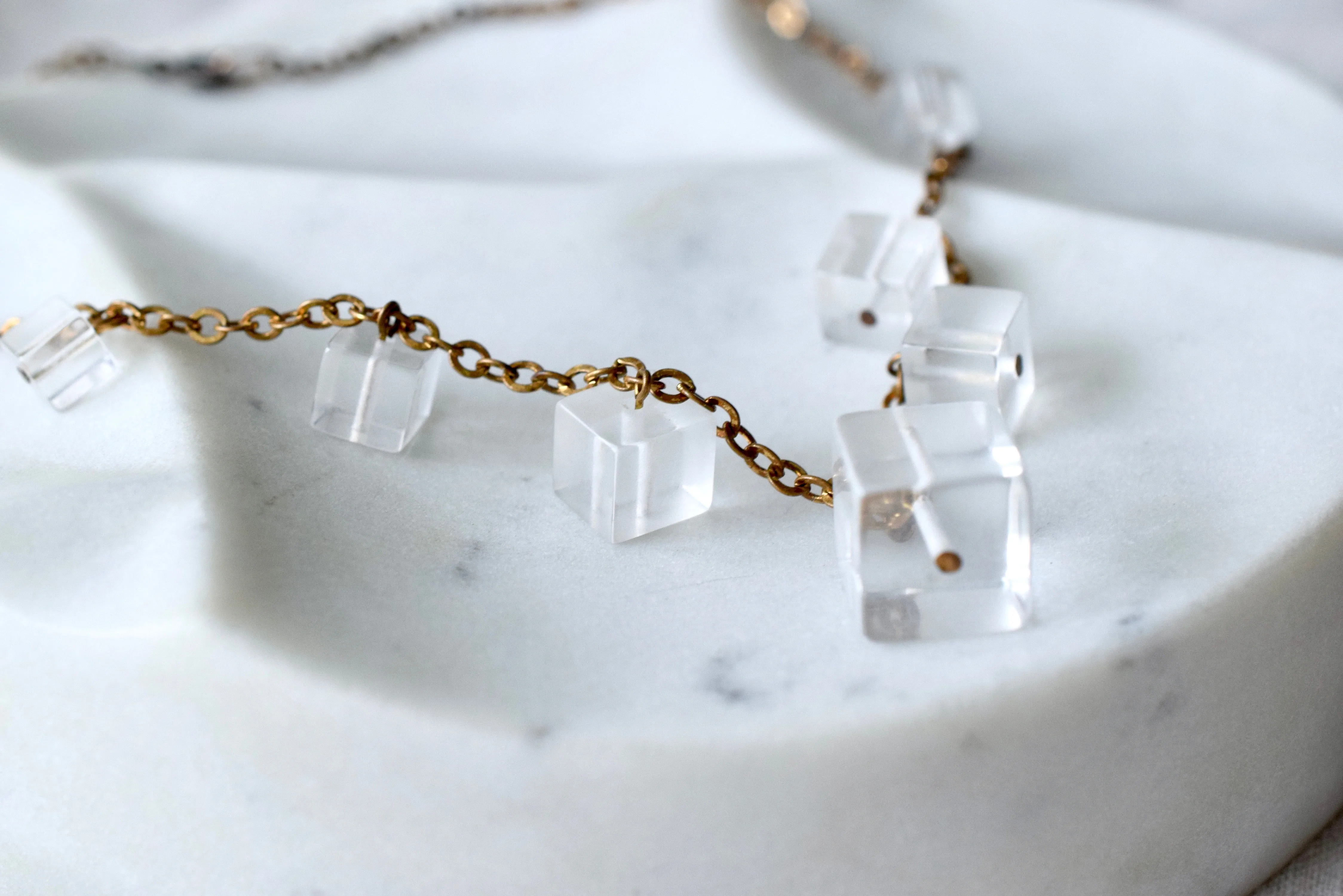 Glaçon Lucite & Brass Necklace