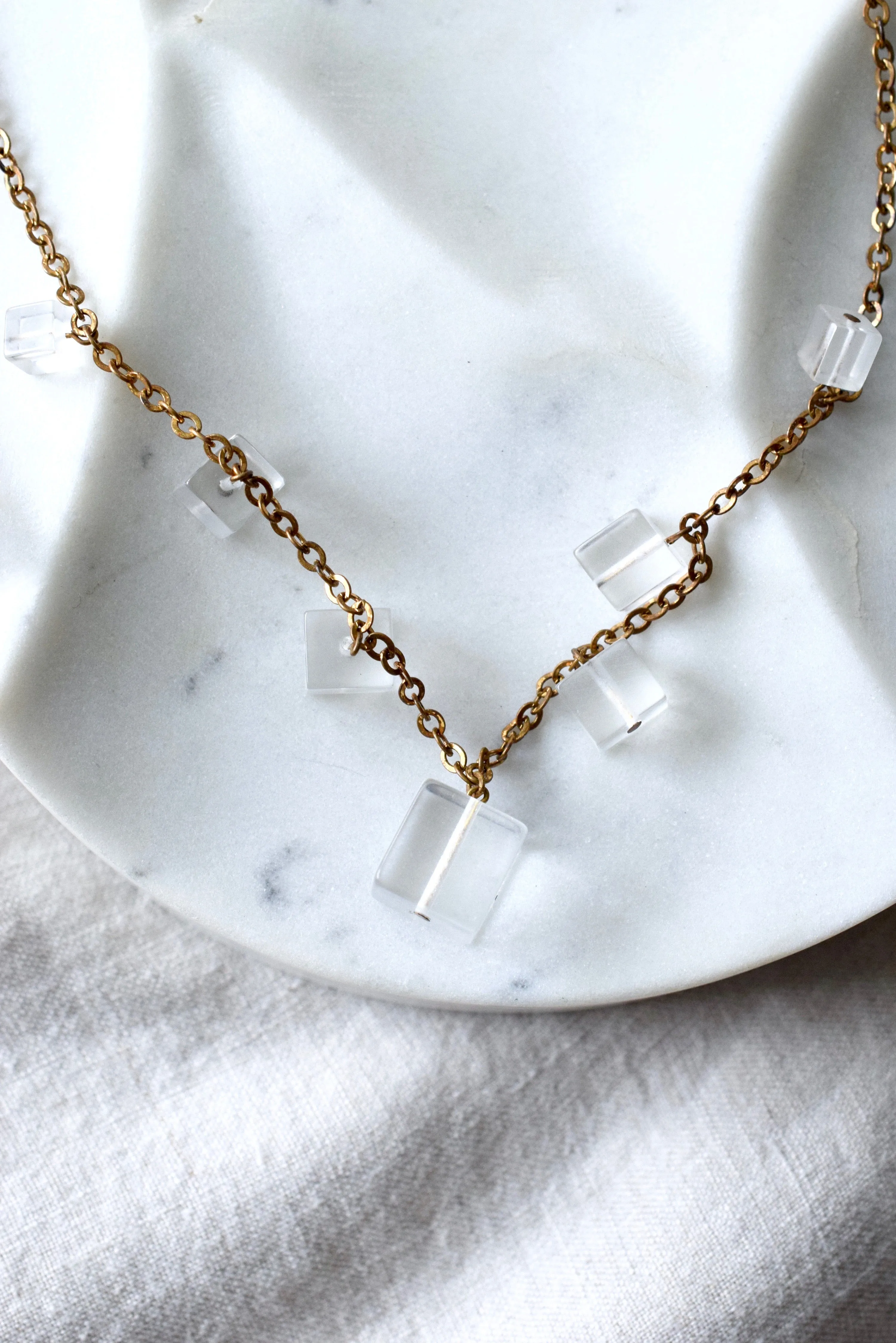 Glaçon Lucite & Brass Necklace