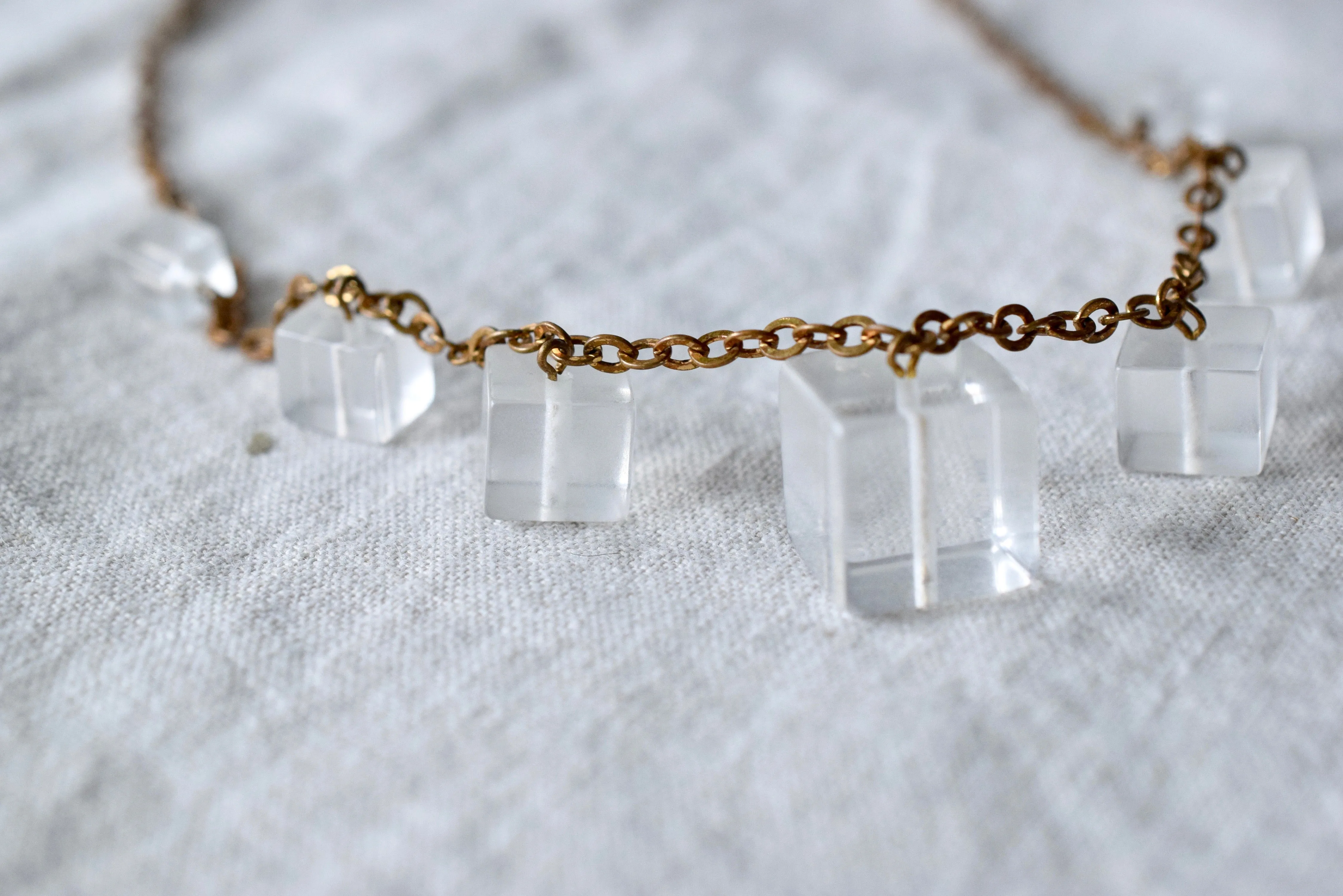 Glaçon Lucite & Brass Necklace