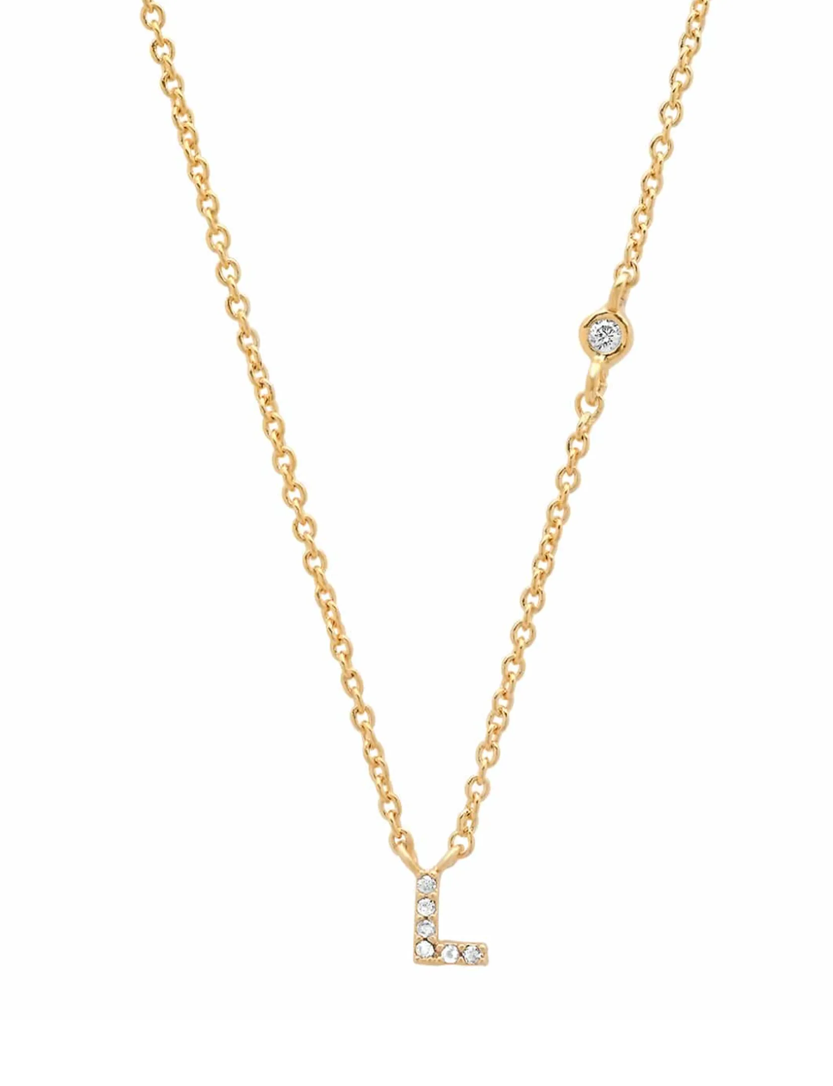 Gold CZ Initial Necklace