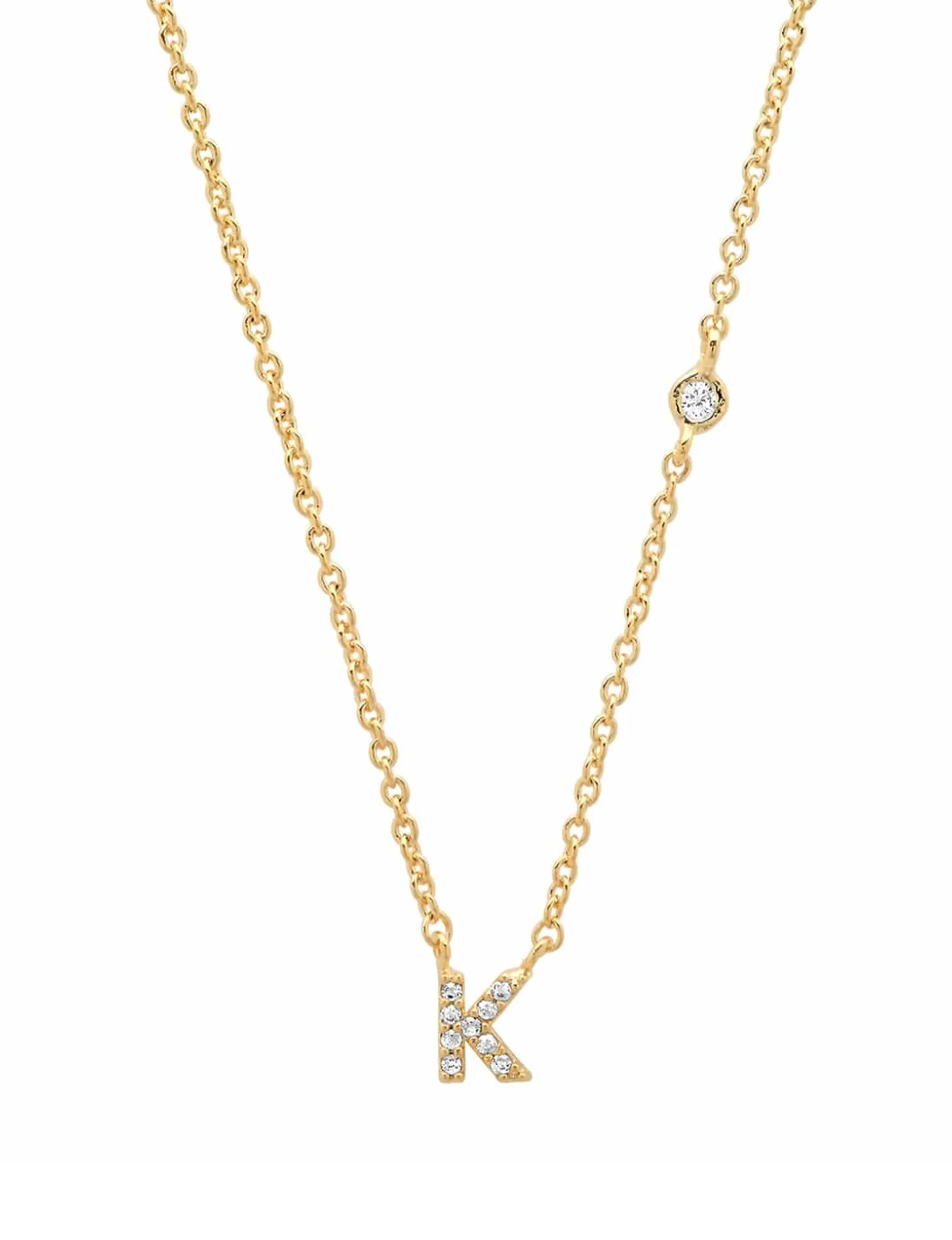 Gold CZ Initial Necklace