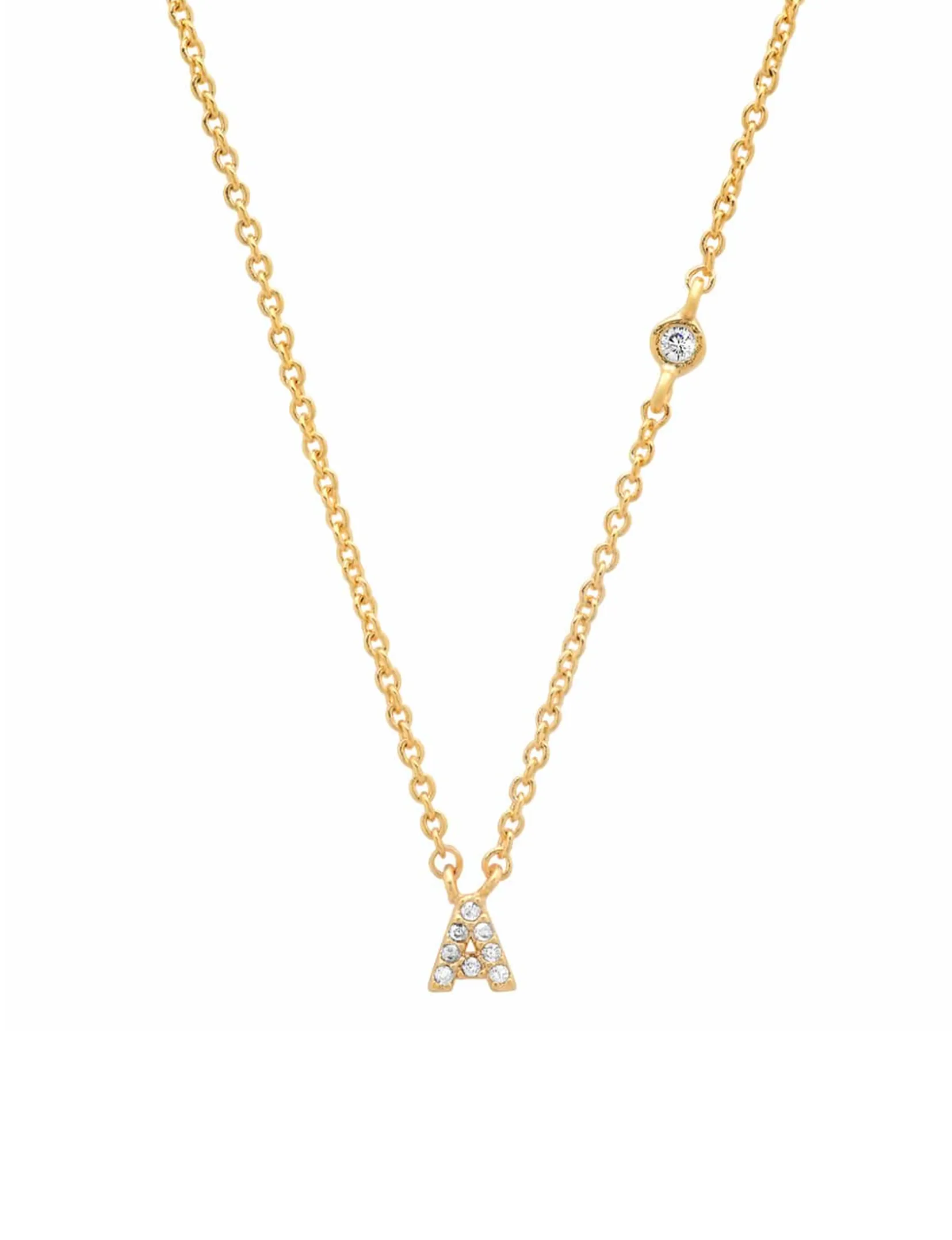 Gold CZ Initial Necklace