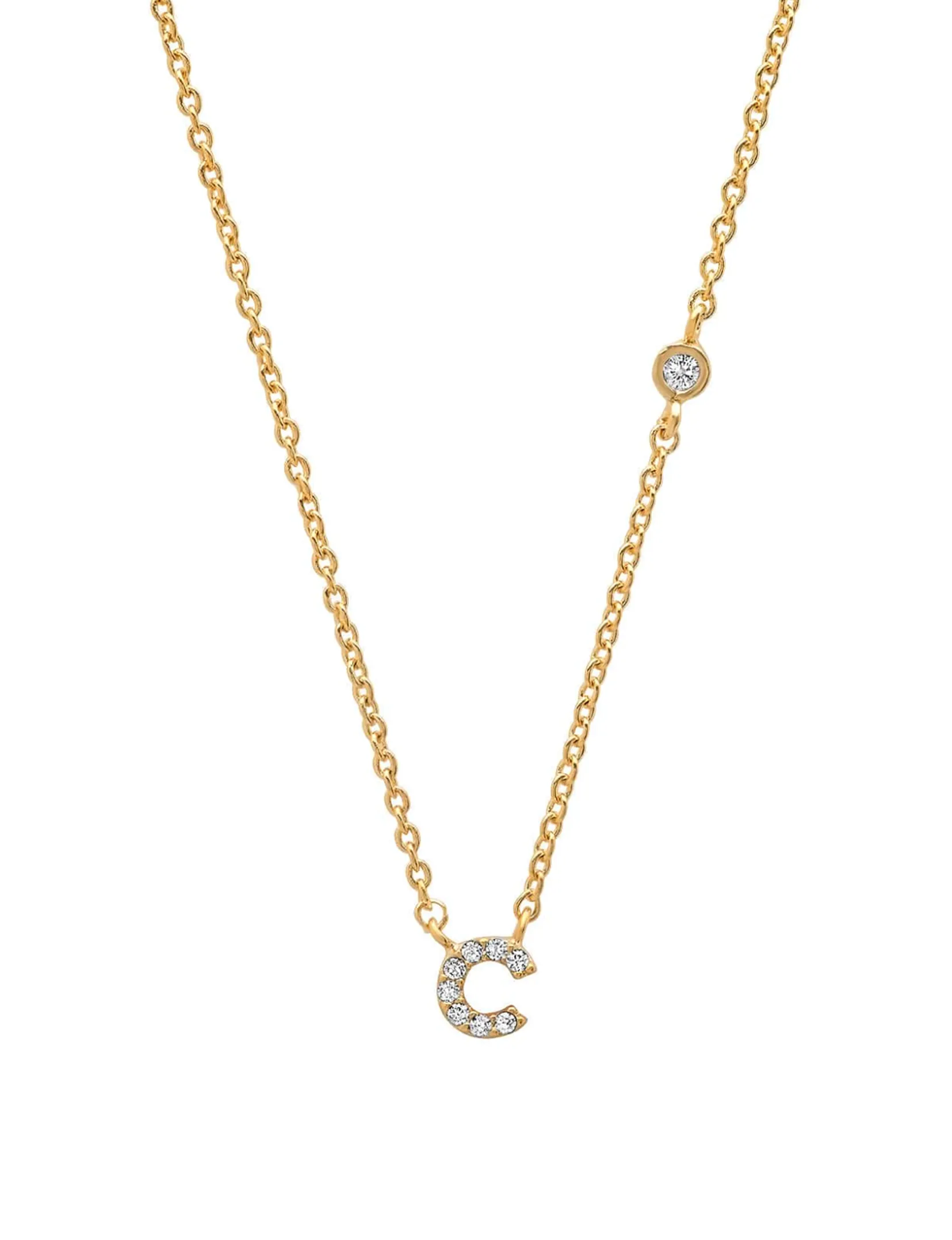 Gold CZ Initial Necklace