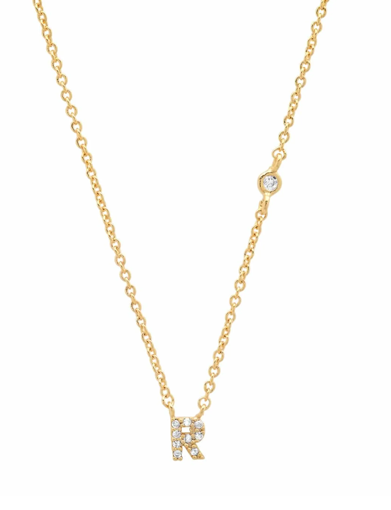 Gold CZ Initial Necklace