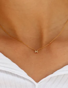 Gold CZ Initial Necklace