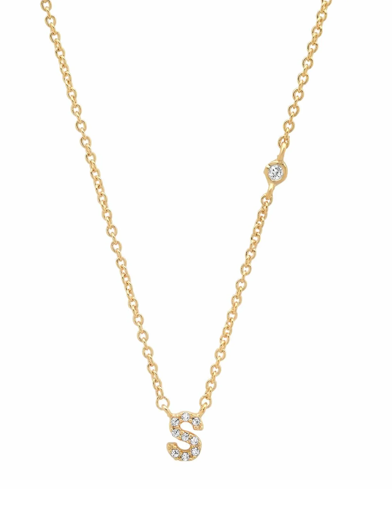 Gold CZ Initial Necklace