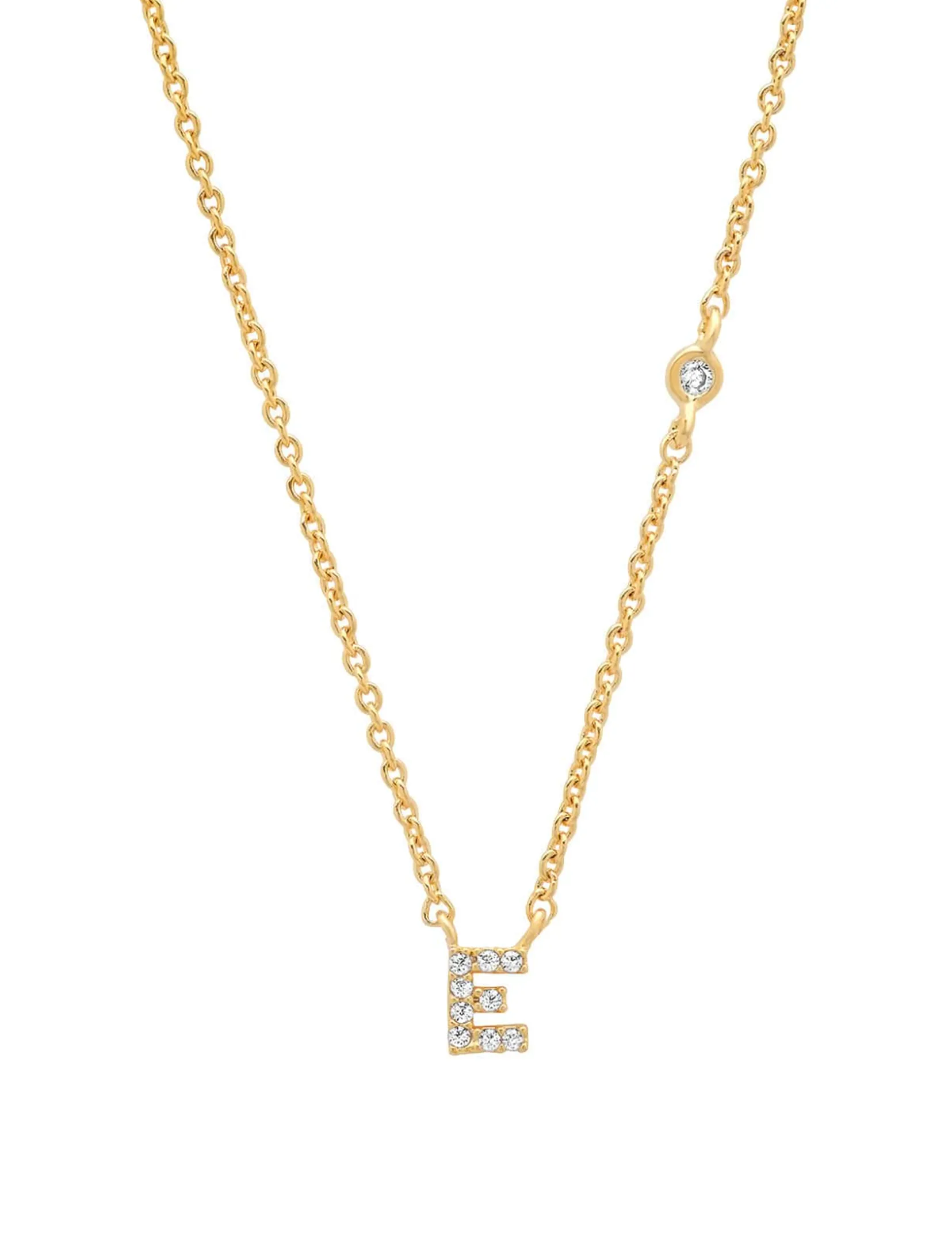 Gold CZ Initial Necklace