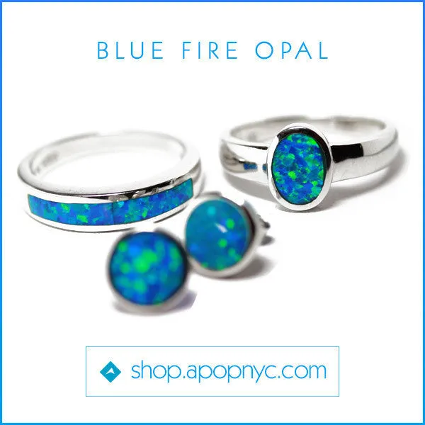 Gold-Dipped Blue Opal Stud Earrings