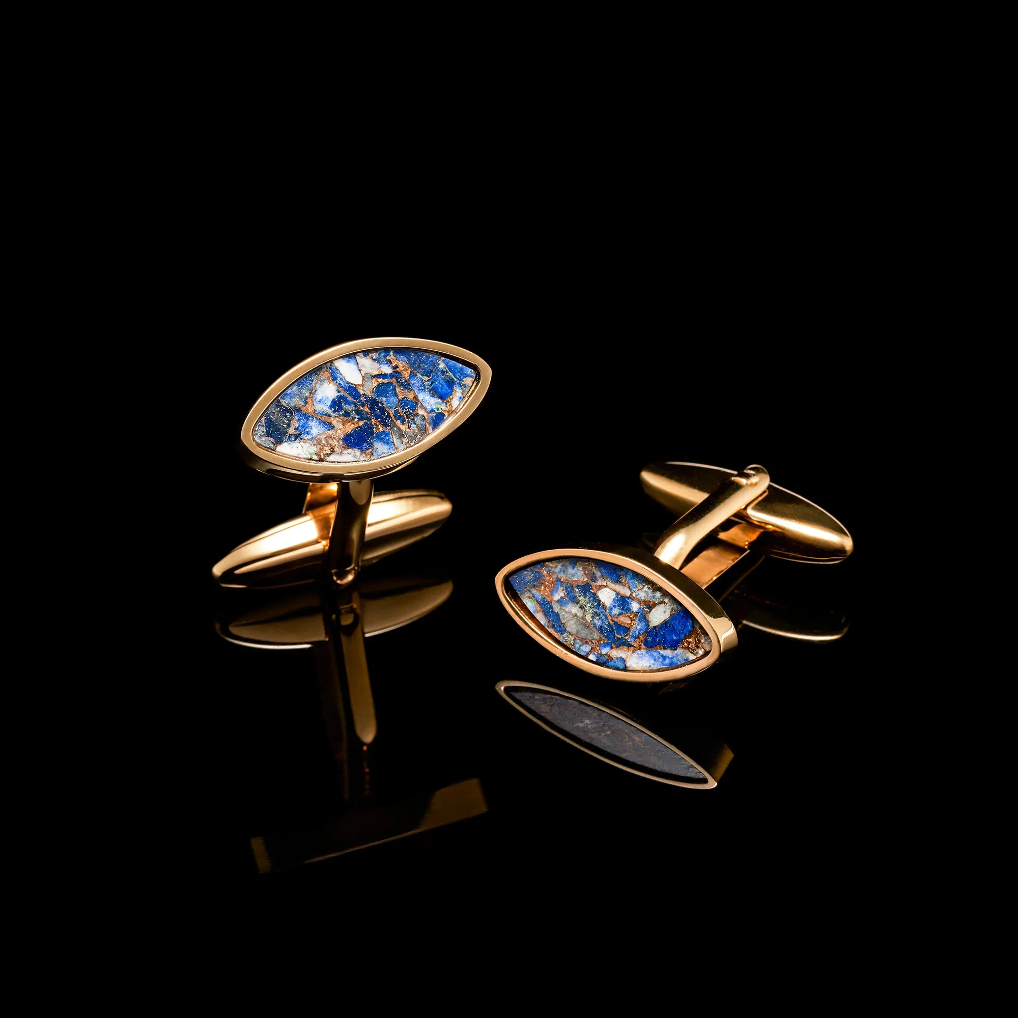 Gold Lapis Lazuli Copper Turquoise Cufflinks | Eye Cufflinks