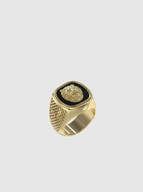 Gold Lion Coin Ring