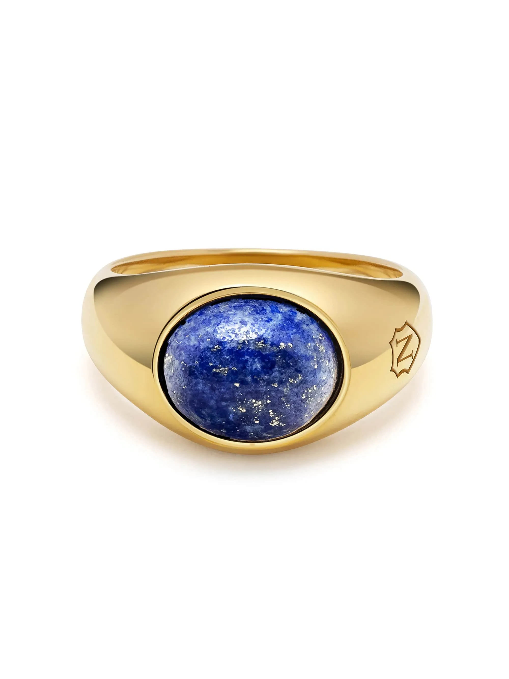 Gold Oval Signet Ring with Blue Lapis