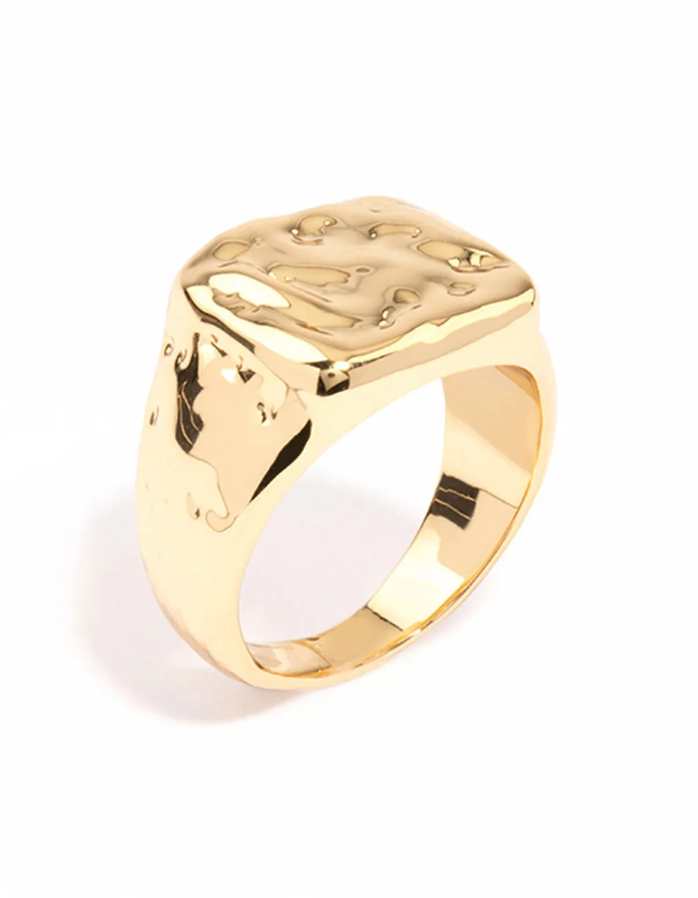 Gold Plated Molten Signet Ring