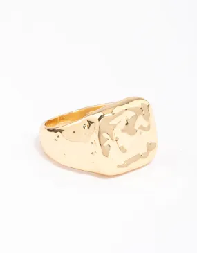 Gold Plated Molten Signet Ring