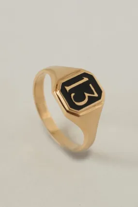 Gold Thirteen Signet Ring