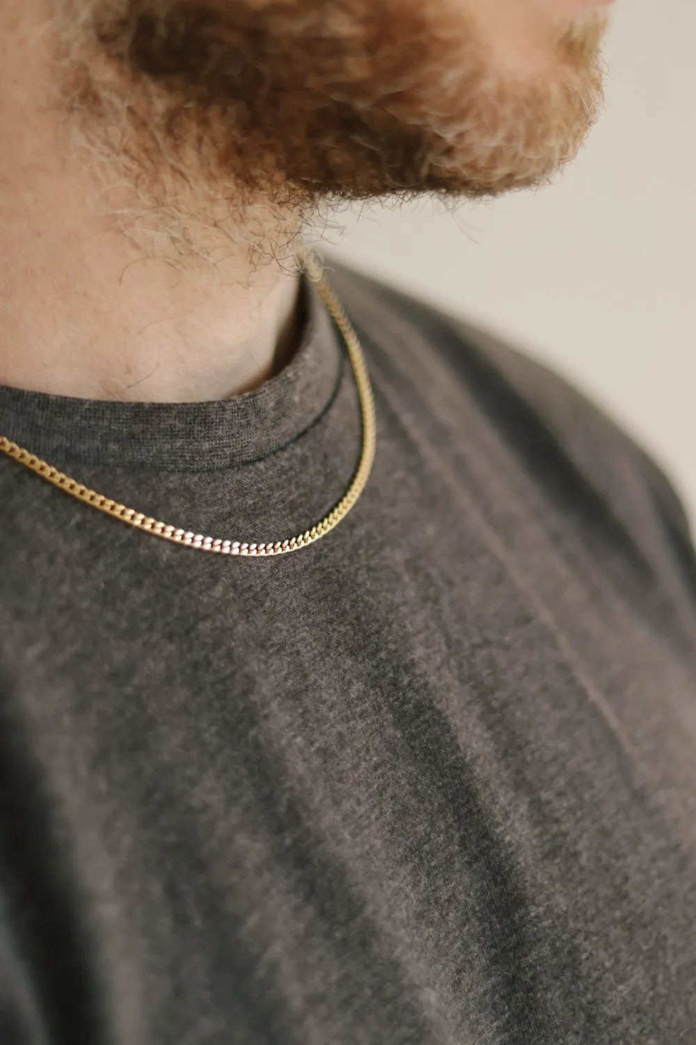 Gold tone stainless steel link chain necklace for men